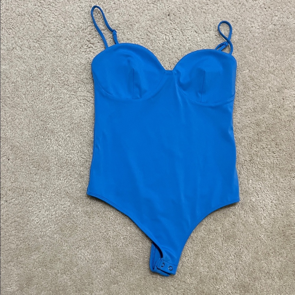 Express Body Contour Bright Blue Bustier Bodysuit